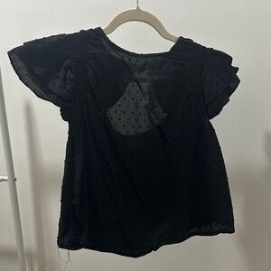Black Sheer Ruffle Sleeve Blouse